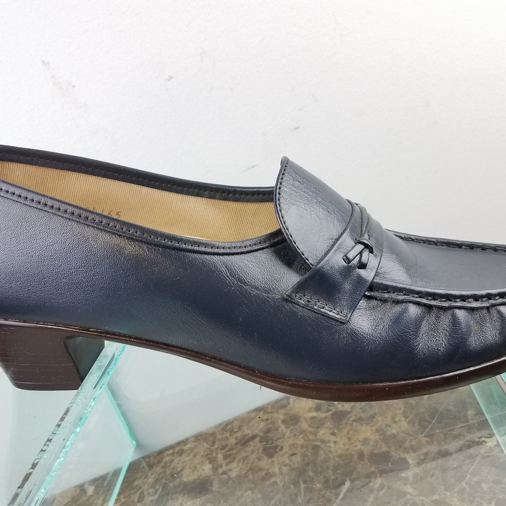 SAS Blue Leather Slip on Comfort Clog Heels 11M